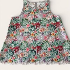 Anthropologie Inari Lace Tank Tropical Beachy Blouse Womens